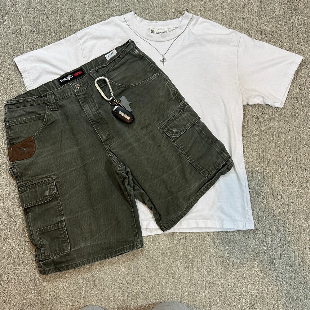Dark Green Y2K Surf Style Wrangler Baggy Cargo Shorts